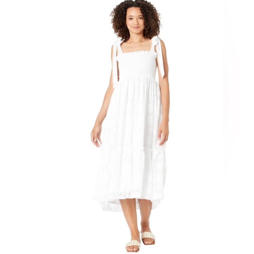 NWOT Lilly Pulitzer Rivera Smocked White Midi Dress Resort White